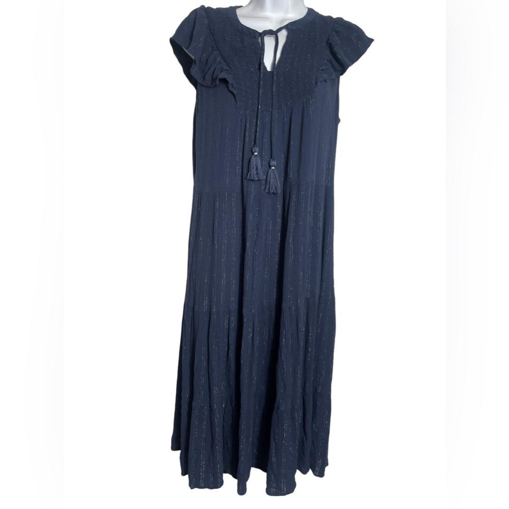 Style & Co‎ Dress ( from Macys) size M long navy blue rayon casual maxi dress